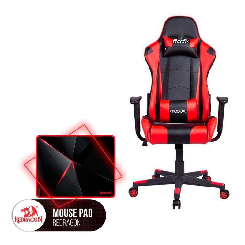 Cadeira Gamer MoobX GT RACER Preto / Vermelho + Mousepad Redragon